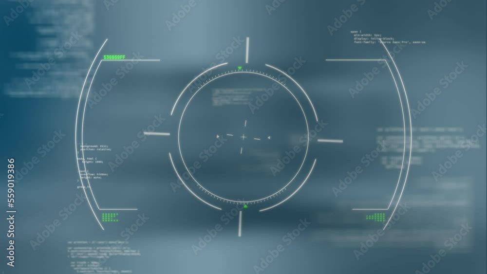 Poster animation of circles spinning and programming language over abstract background