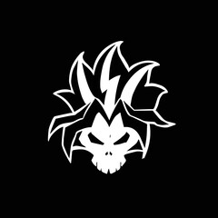 anime skull icon with black and white style