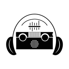 Radio listening to modern music illustration logo flat icon vector.