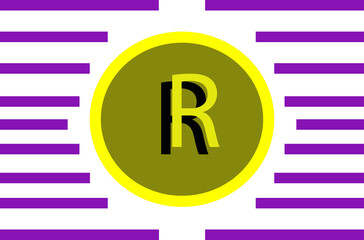 Abstract illustration of cryptocurrency round coin with letter R in the center of various colors
