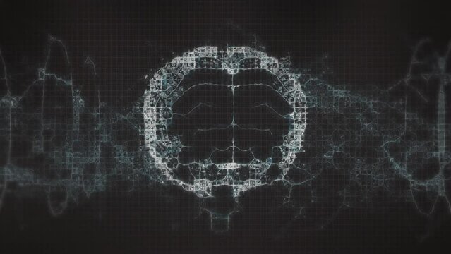 Animation of shapes and brain over black background