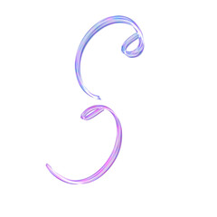 Holographic chrome alphabet. Vintage 90s and 80s. Pink and violet, blue nuances . S