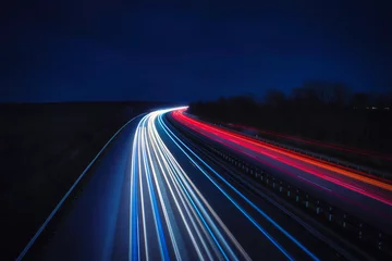 Foto auf Acrylglas Langzeitbelichtung - Autobahn - Strasse - Traffic - Travel - Background - Line - Ecology - Highway - Long Exposure - Motorway  - Night Traffic - Light Trails - High quality photo  © Enrico Obergefäll