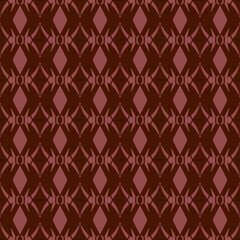 simple pattern with ornaments and rhombuses of light red and dark red color, vector seamless pattern