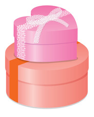 ハート型と円柱型のプレゼントボックス