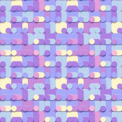 Colorful neon geometric background of stylized clock faces showing different times. 3d rendering digital illustration