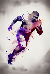 American football player with ball