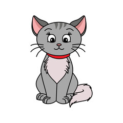 Cat vector illustration. Cute cartoon cat. Cat hand draw isolated.