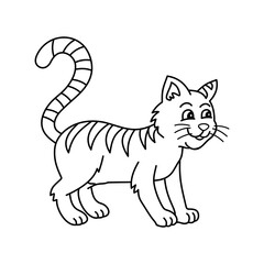 Cat vector illustration. Cute cartoon cat. Cat hand draw isolated.
