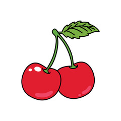 cherry vector illustration - Fresh cherry fruit. Cherry cartoon isolated.