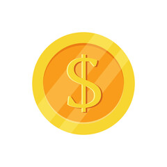 Golden dollar isolated coin icon. Vector illustration