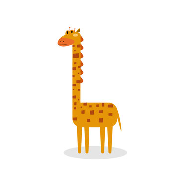 Cute giraffe character isolated on white background.