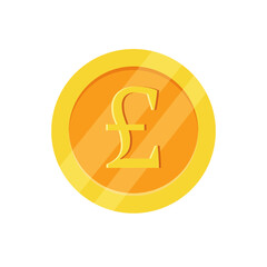Golden GBP isolated coin icon. Vector illustration