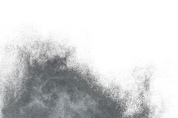 Million of Star Dust, Photo image of falling down shower rain snow, heavy snows storm flying. Freeze shot on black background isolated overlay. Spray water fog smoke as star particle on wind