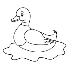 Duck vector illustration. Cute cartoon duck. Duck hand draw isolated.