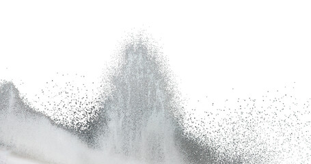 Million of white sand explosion, Photo image of falling down shower snow, heavy snows storm flying....