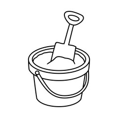 Bucket vector illustration. Cartoon bucket. Bucket hand draw isolated.