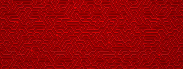 Abstract background with maze pattern in various shades of red colors