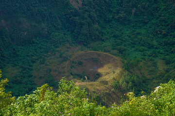 The Volcano crater into another crater in El Boqueron, El Salvador 2022 