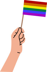 Diverse Race Of Hand Holding Flag Of LGBTQ