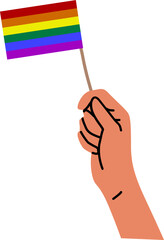 Diverse Race Of Hand Holding Flag Of LGBTQ