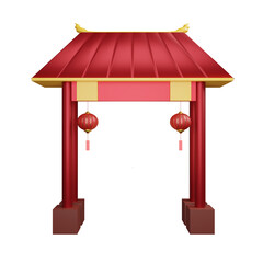 Chinese architecture arch Used for Chinese New Year. 3d illustration