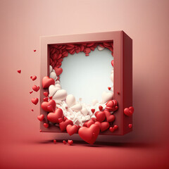 Valentine's Day heart frame border, Generative AI - obrazy, fototapety, plakaty