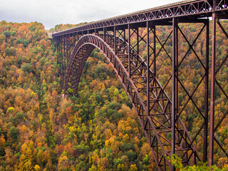The bride over River Gorge, West Virginia, in fall foliage.