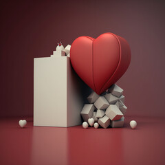 valentine background with hearts, generative ai - obrazy, fototapety, plakaty