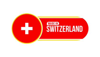 Made in Switzerland. Product packaging label with Switzerland flag. Vector illustration