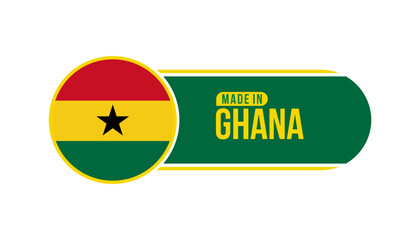 Made in Ghana. Product packaging label with Ghana flag. Vector illustration