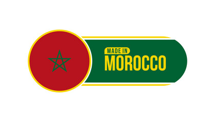 Made in Morocco. Product packaging label with Morocco flag. Vector illustration