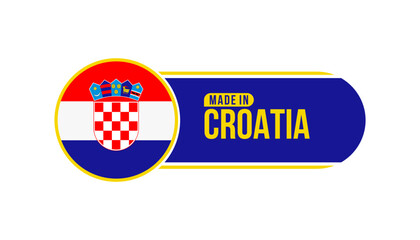Made in Croatia. Product packaging label with Croatia flag. Vector illustration