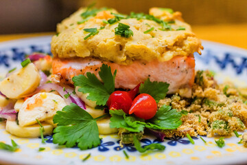 fish with banana ceviche