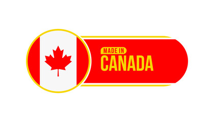 Made in Canada. Product packaging label with Canada flag. Vector illustration