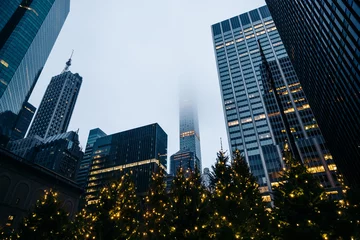 Foto op Plexiglas New York City skyline with Christmas trees on a foggy day © Elric CHAPELON
