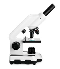 Modern microscope isolated on white. Medical equipment