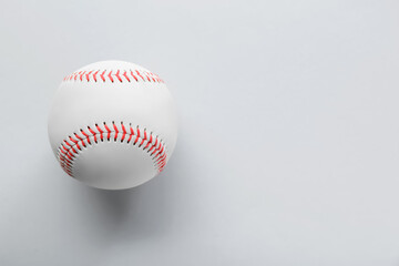 Baseball ball on white background, top view with space for text. Sports game