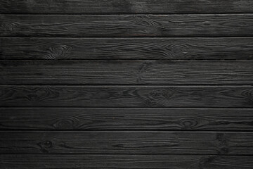 Fototapeta premium Texture of black wooden surface as background, top view