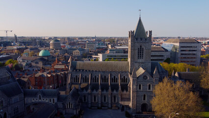 Christ Church Cathedral in Dublin - aerial view