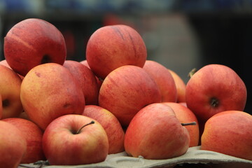 Full frame shot of red apples. Fresh red apples from the market.