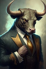 Gentleman Bull Market Portrait, Generative AI