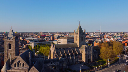 Amazing city of Dublin Ireland from above - aerial view by drone