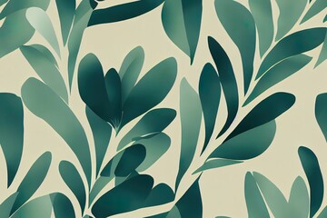 trendy plant life and leaves Seamless illustration of an Ikat design inspired by traditional African textiles, textiles, wallpaper, covers, web wrappings, and prints. Generative AI
