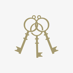 Medieval vintage lock inspiration design vector illustration, three interlocking locks.