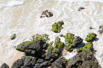 Waves crashing on the beach