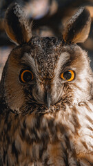 long eared owl portrait