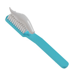Toothbrush with Toothpaste Left Side 3D Icon