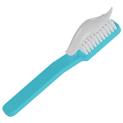 Toothbrush with Toothpaste Right Side 3D Icon