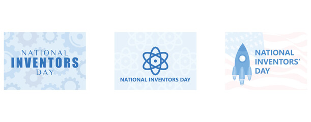 National Inventors Day, February 11,  Holiday concept, set flat vector modern illustration